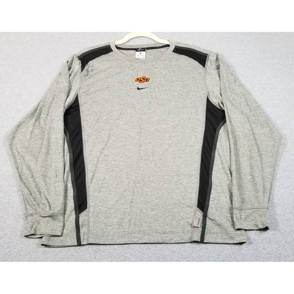 Nike Oklahoma State Shirt Men M Medium Gray OSU Dri-FIT Long Sleeve‎ Performance
